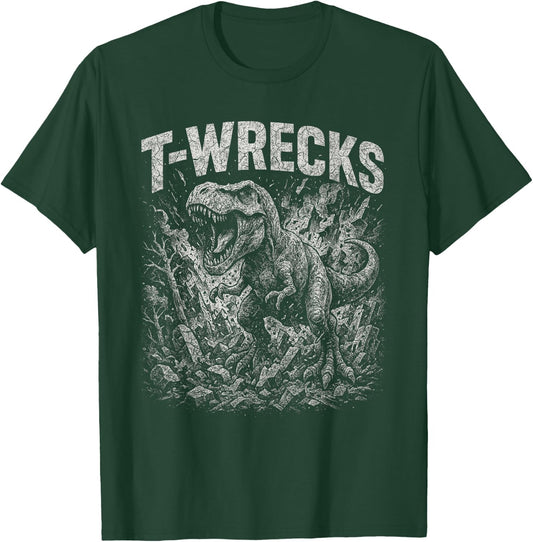 T-Rex Tyrannosaurus Dinosaur Funny T-Wrecks T-Shirt - T-Shirt | Forest