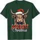 Merry Christmas Highland Cow Western Santa Hat Xmas Men T-Shirt - T-Shirt | Forest