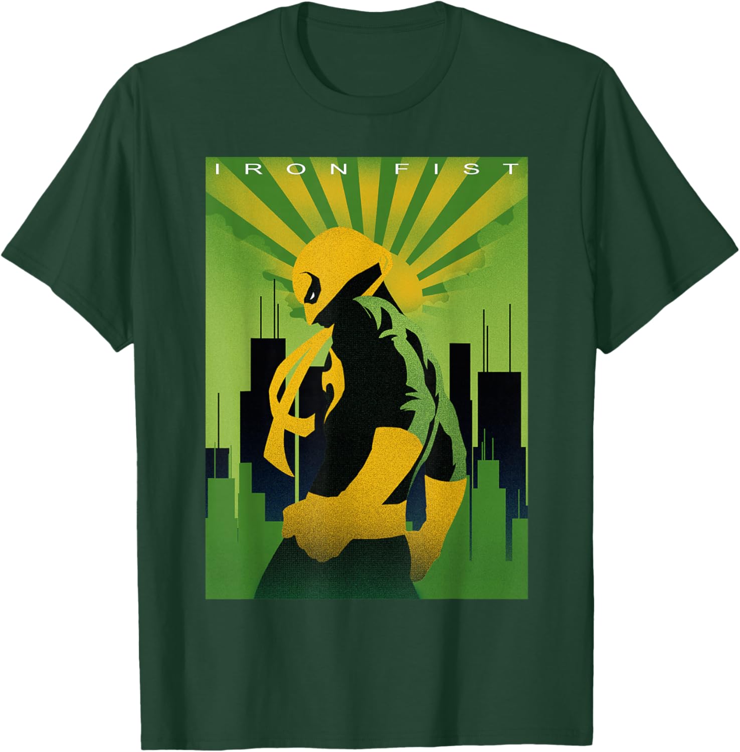 Marvel Iron Fist Art Deco Texture Poster Graphic T-Shirt - T-Shirt | Forest