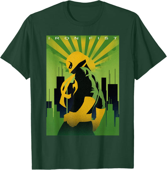 Marvel Iron Fist Art Deco Texture Poster Graphic T-Shirt - T-Shirt | Forest