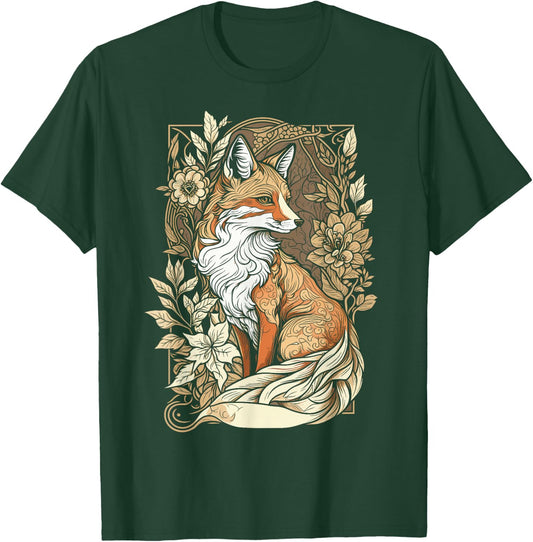 Cute Cottagecore Aesthetic Fox Lover Women Girls T-Shirt - T-Shirt | Forest