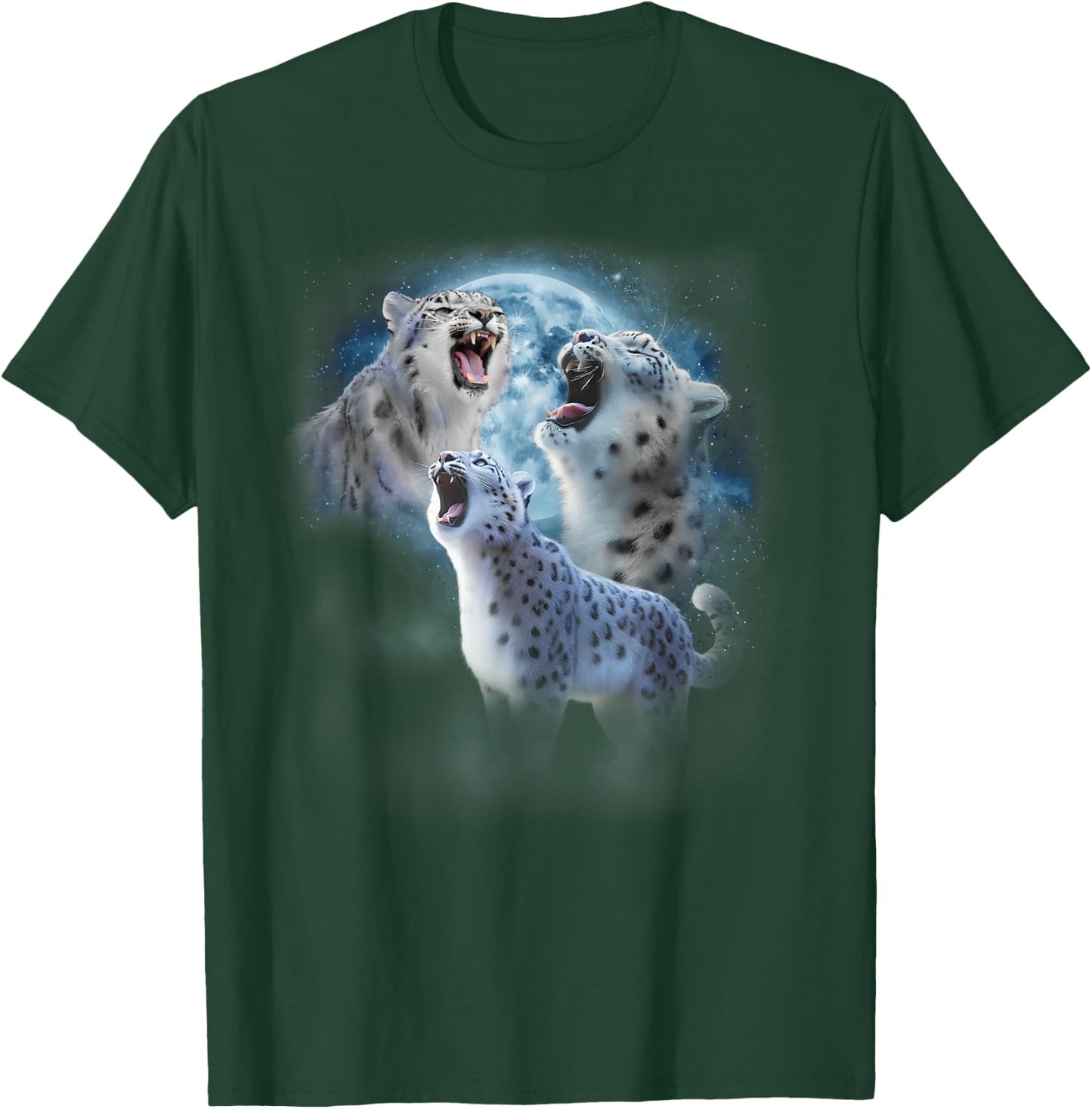Snow Leopard Shirt - Funny Snow Leopards Howling at the Moon T-Shirt - T-Shirt | Forest