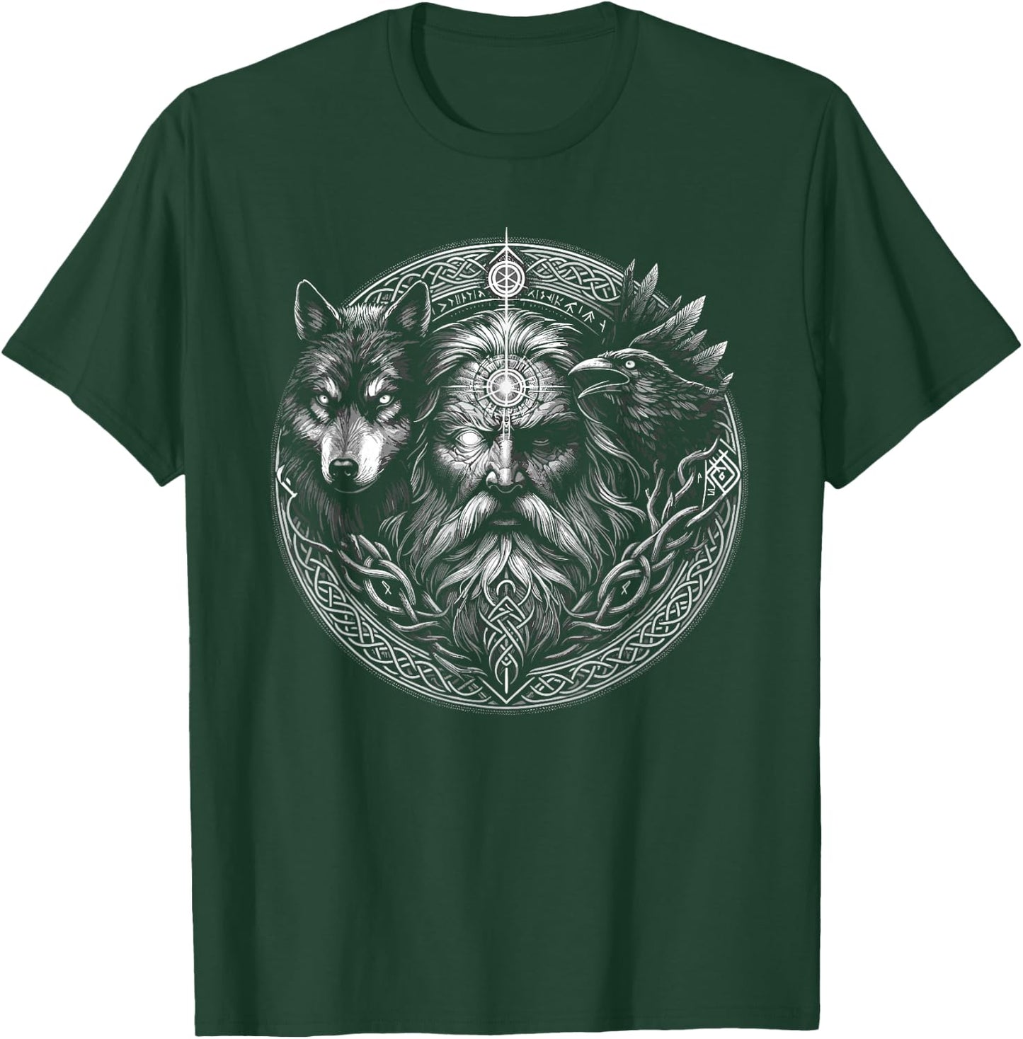 Viking Valhalla Krieger Normanne Runenkreis Götter Odin Dead Animals Raven Wolf Runes Circle Viking , Black, S, Adult, Women, Short Sleeve, Polo, Regular Fit, Classic, 1 Count T-Shirt - T-Shirt | Forest