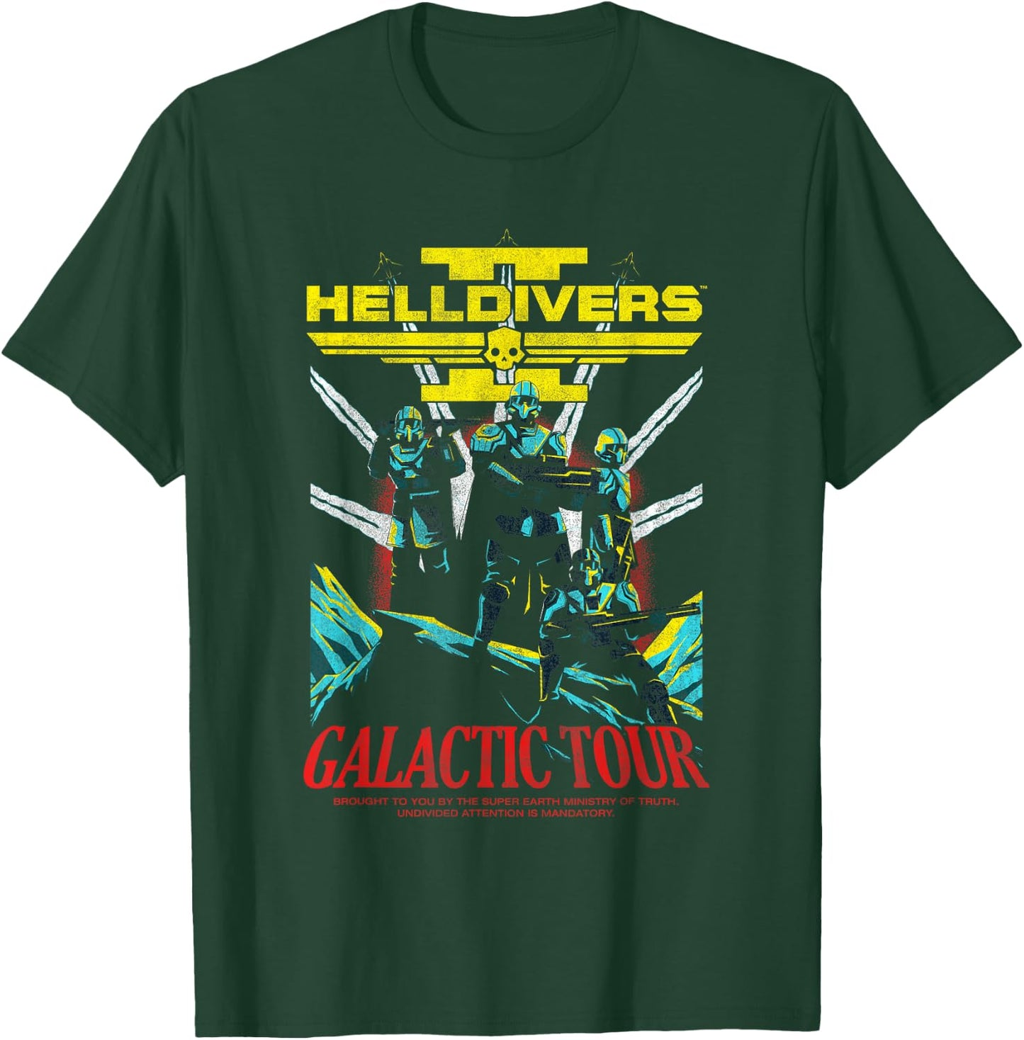 Helldivers 2 Front Back Galactic Democracy Tour Video Game T-Shirt - T-Shirt | Forest