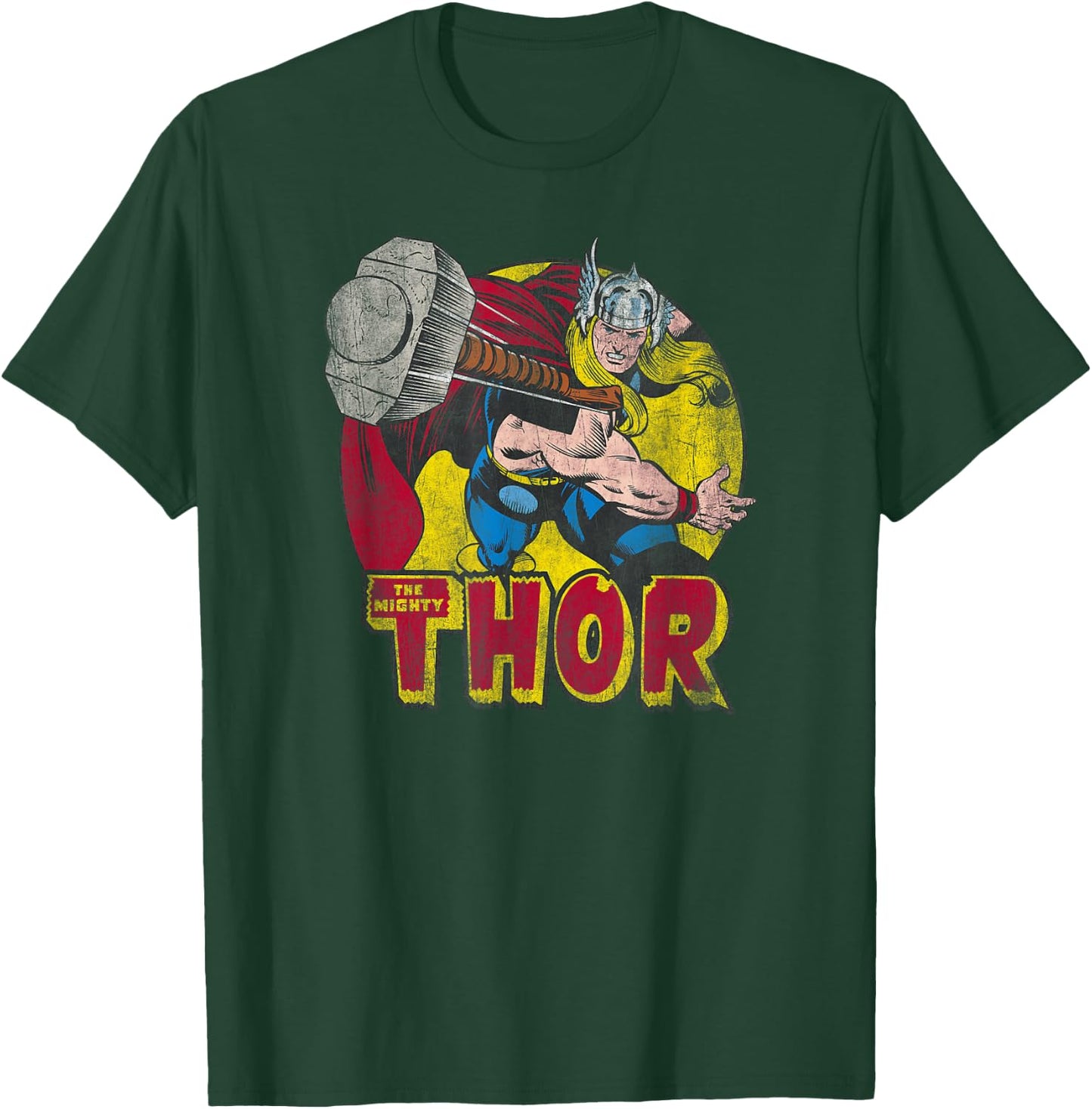 Thor's Hammer Mighty Thor Hammer Vintage Graphic T-Shirt - T-Shirt | Forest
