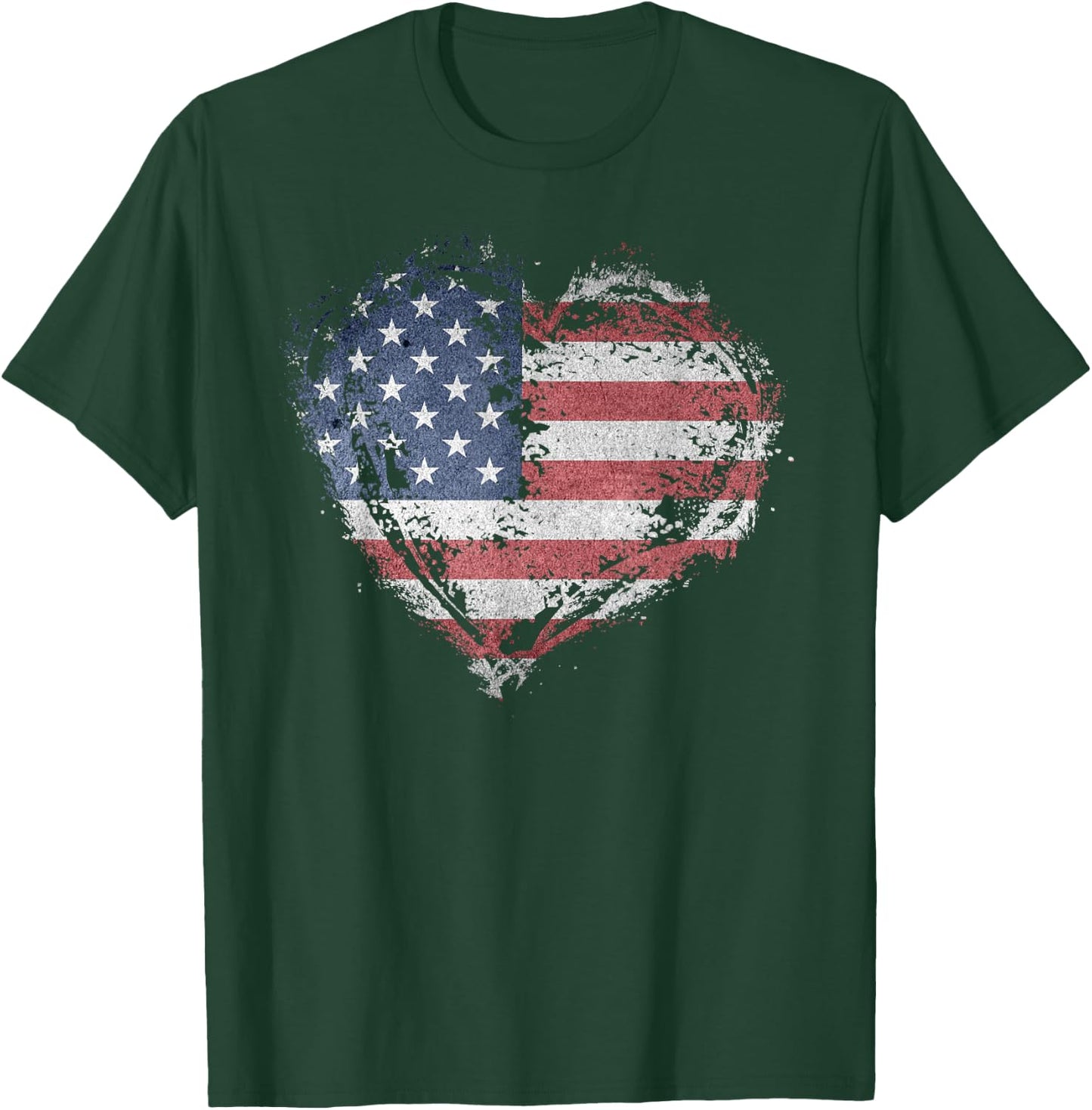 Vintage USA Heart Shape American Flag Stylish Design T-Shirt - T-Shirt | Forest