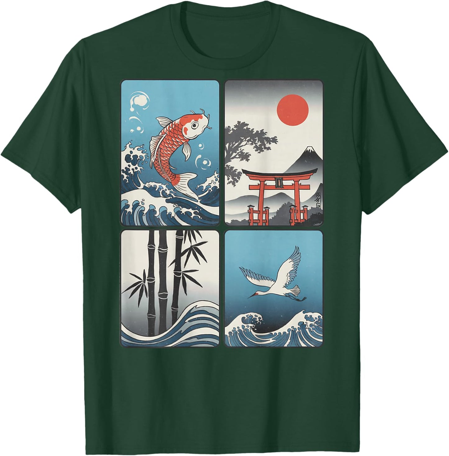 Japanischer Koi-Fisch, die große Welle vor Kanagawa Kanji (Rückseite) T-Shirt - T-Shirt | Forest
