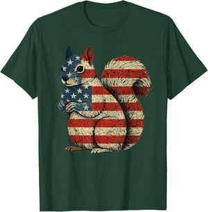 American Flag Squirrel 4th of July T-Shirt - T-Shirt | Forest