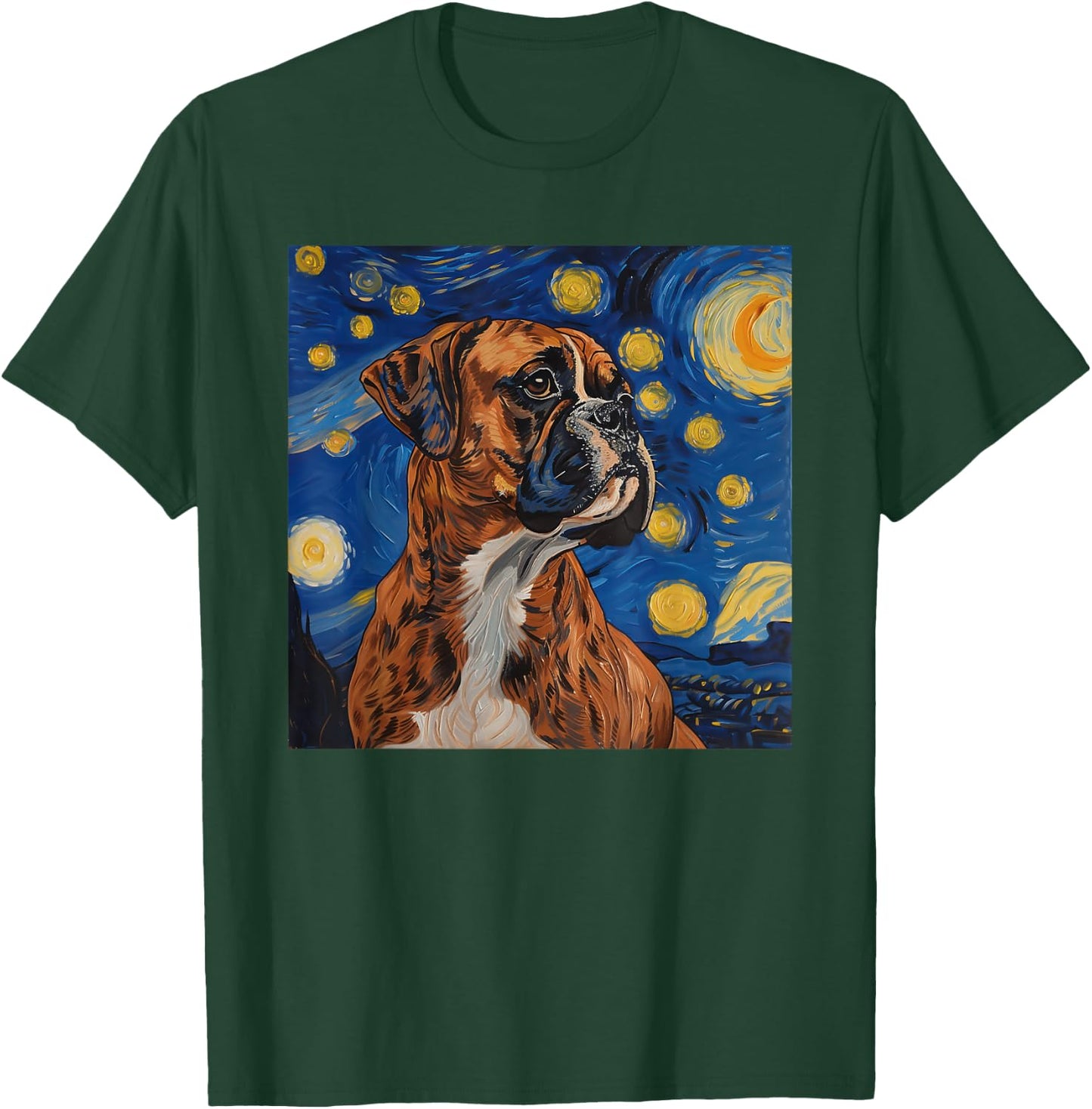 Boxer Dog Van Gogh Style Starry Night T-Shirt - T-Shirt | Forest