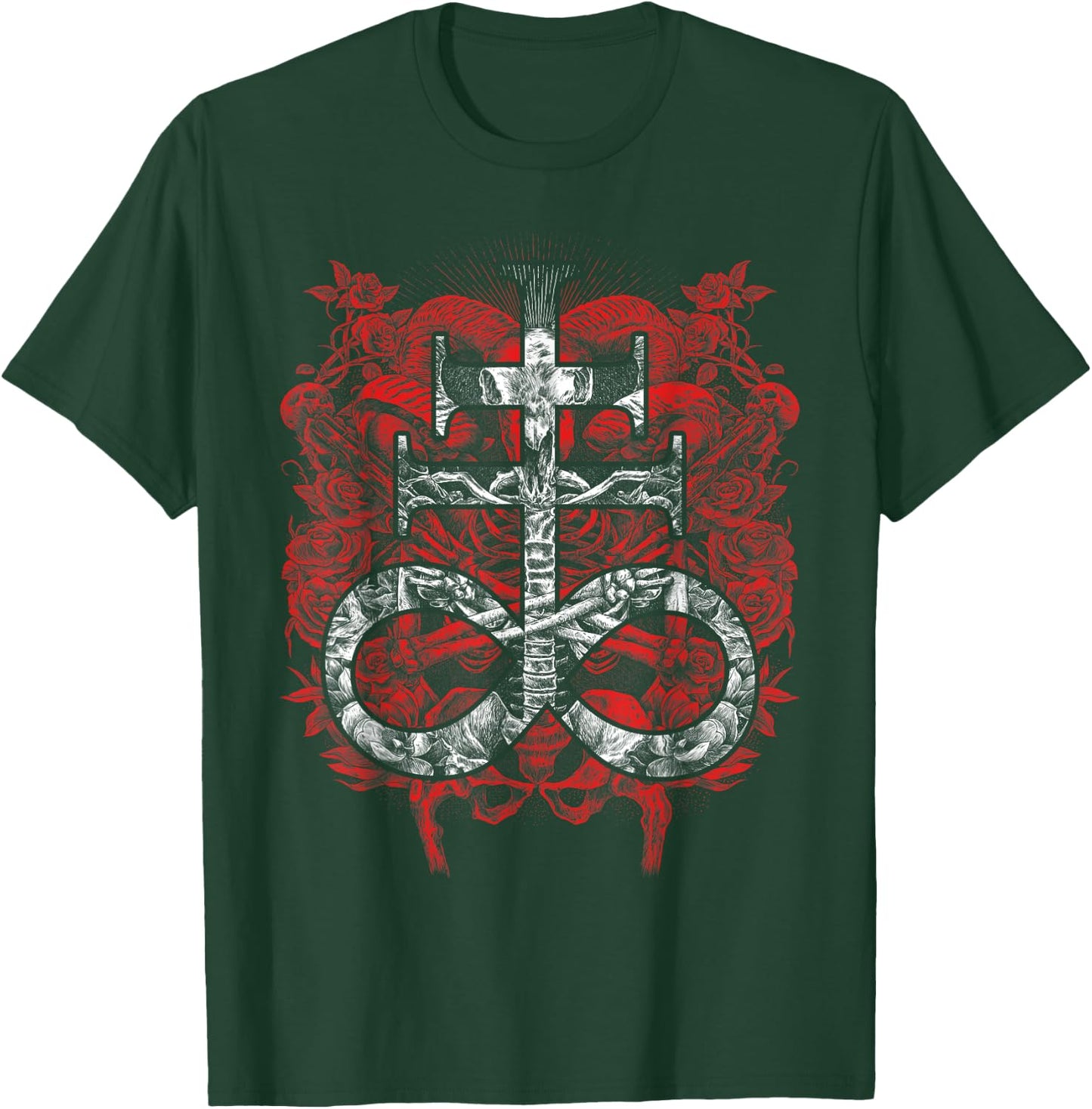 Satanic Gift Satanist Occult Leviathan Cross Baphomet T-Shirt - T-Shirt | Forest