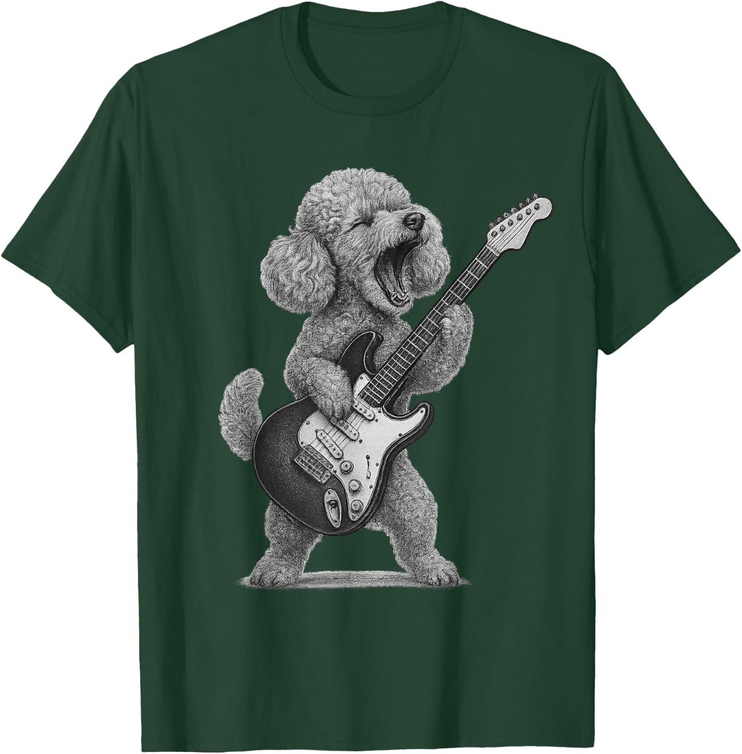 Toy Poodle Playing Guitar Rock Music Dog Lover T-Shirt - T-Shirt | Forest