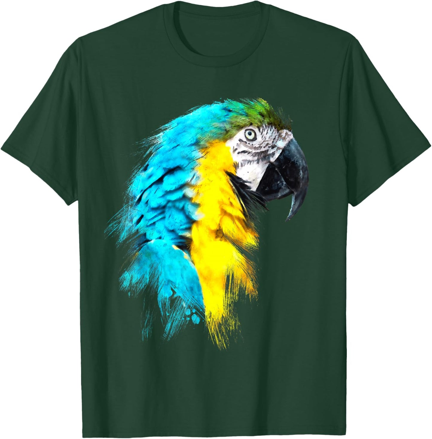 Colourful Scarlet Red Macaw Parrot Bird Painting of Watercolour T-Shirt - T-Shirt | Forest