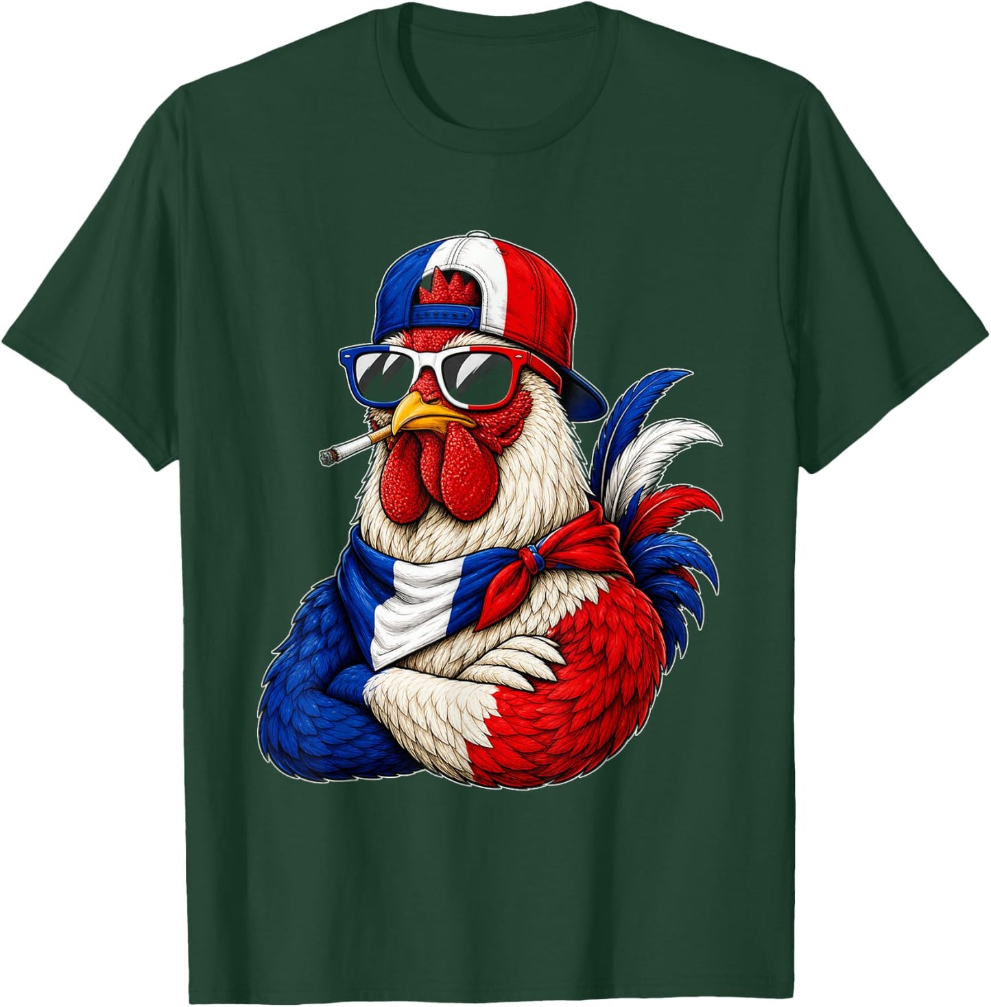 France National Pride Rooster Flag T-Shirt - T-Shirt | Forest