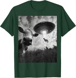Cow Selfie Funny Cow Alien Ufo T-Shirt - T-Shirt | Forest