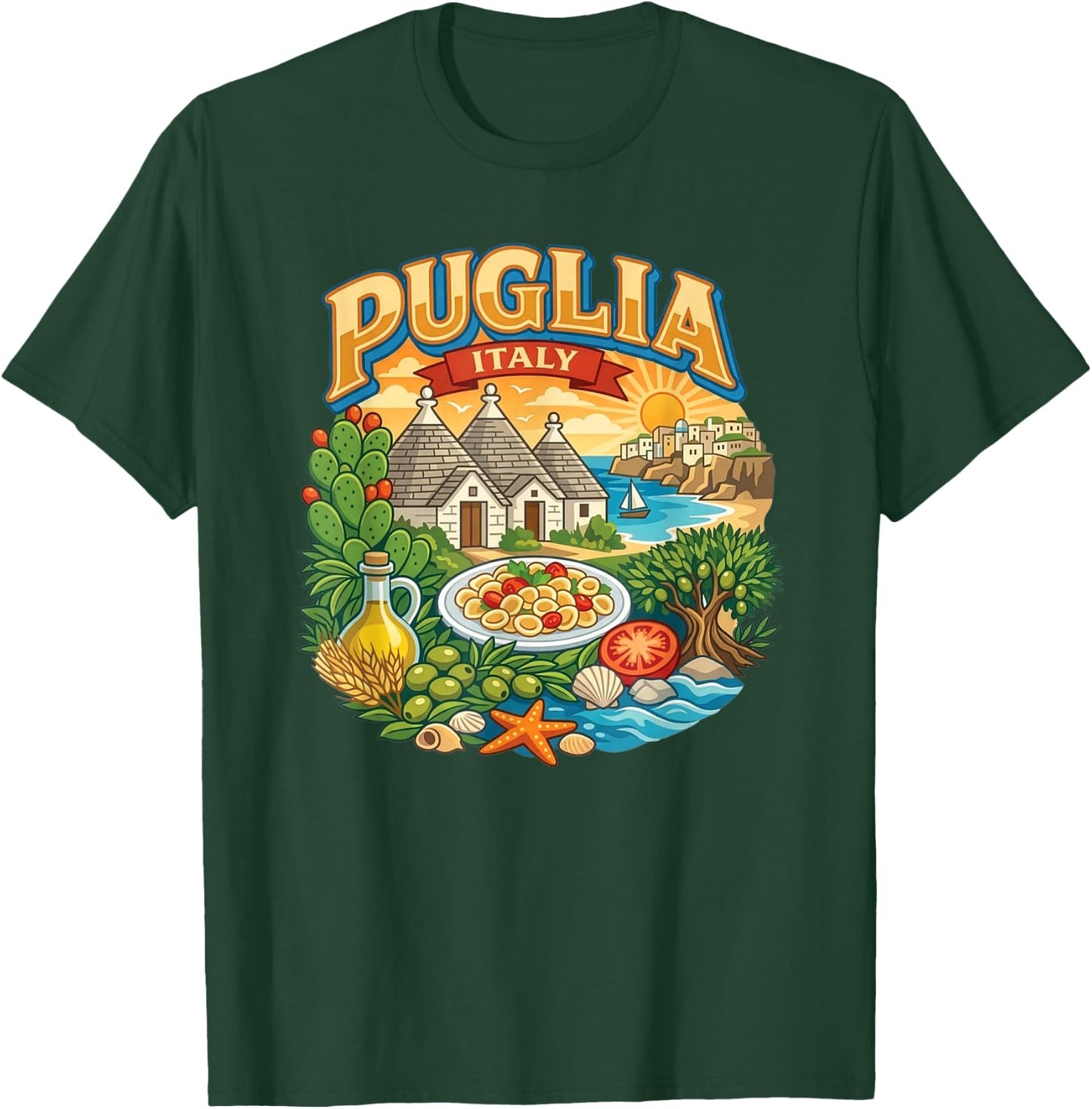 Puglia Italy Italian Beach Coastal Travel Vacation Souvenir T-Shirt - T-Shirt | Forest