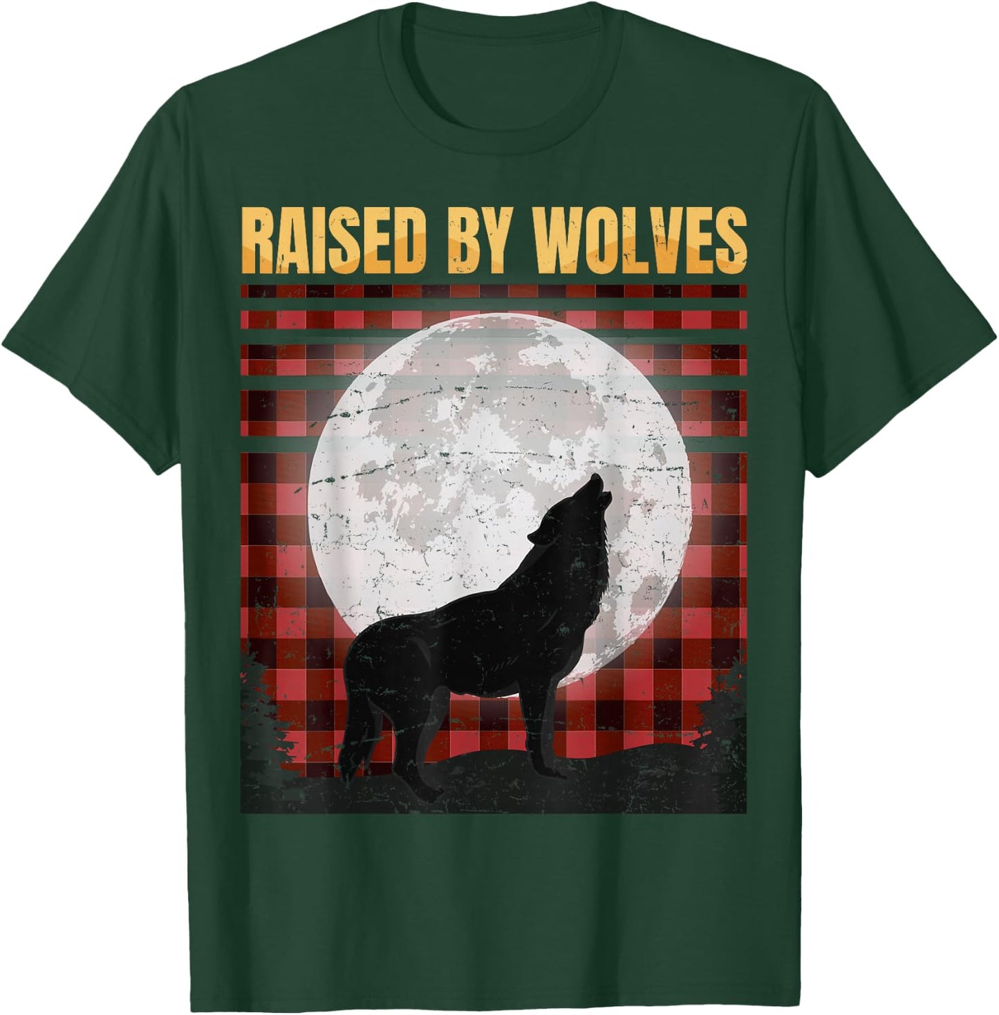 Raised By Wolfes - Red Plaid Woodworking - Vintage - Gift T-Shirt - T-Shirt | Forest