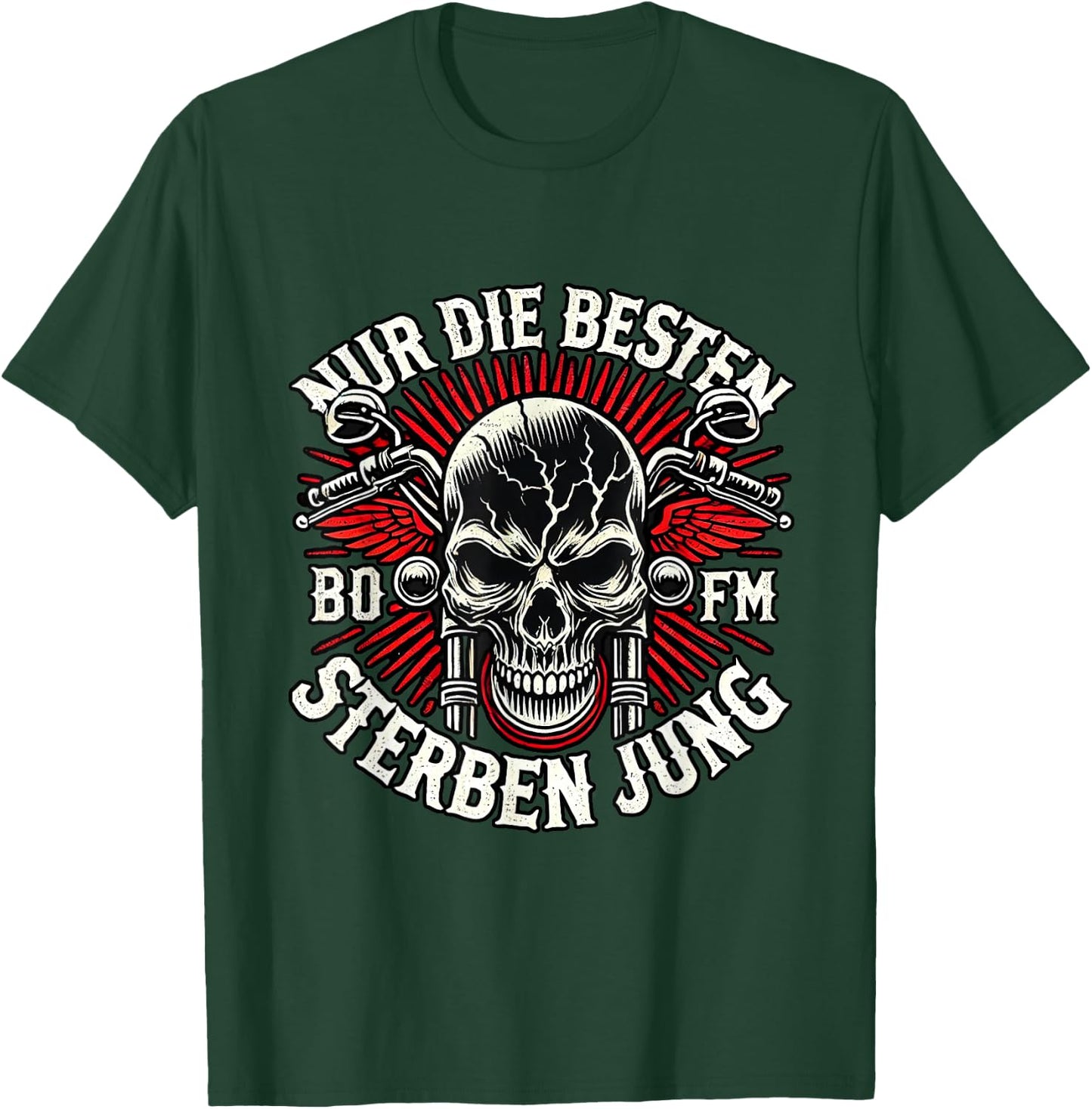 "Nur die Besten die Jung" Biker Statement Rocker , black T-Shirt - T-Shirt | Forest