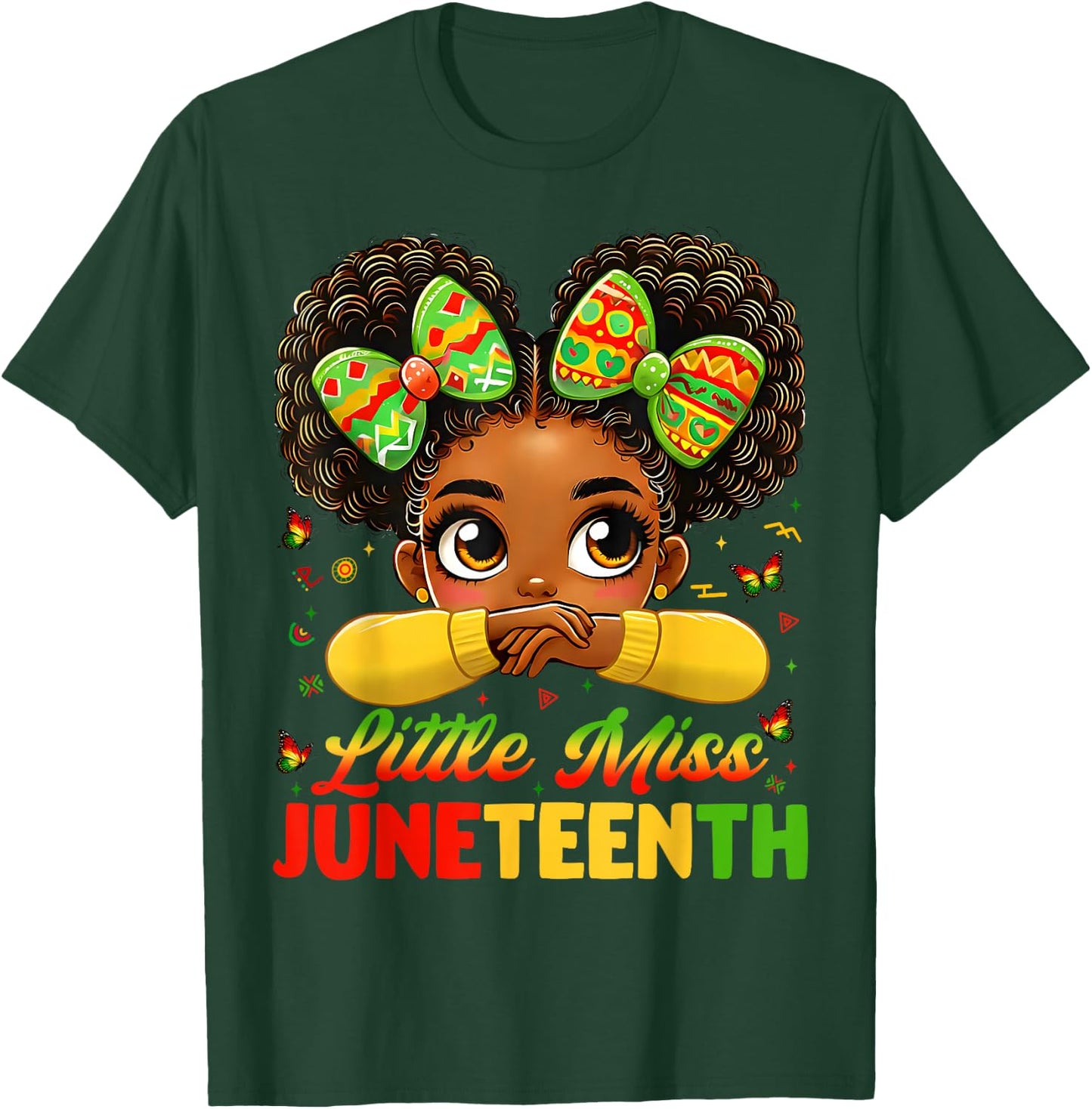 Miss Junteenth Cute Coquette Pride African 1865 Girl T-Shirt - T-Shirt | Forest