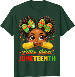 Miss Junteenth Cute Coquette Pride African 1865 Girl T-Shirt - T-Shirt | Forest