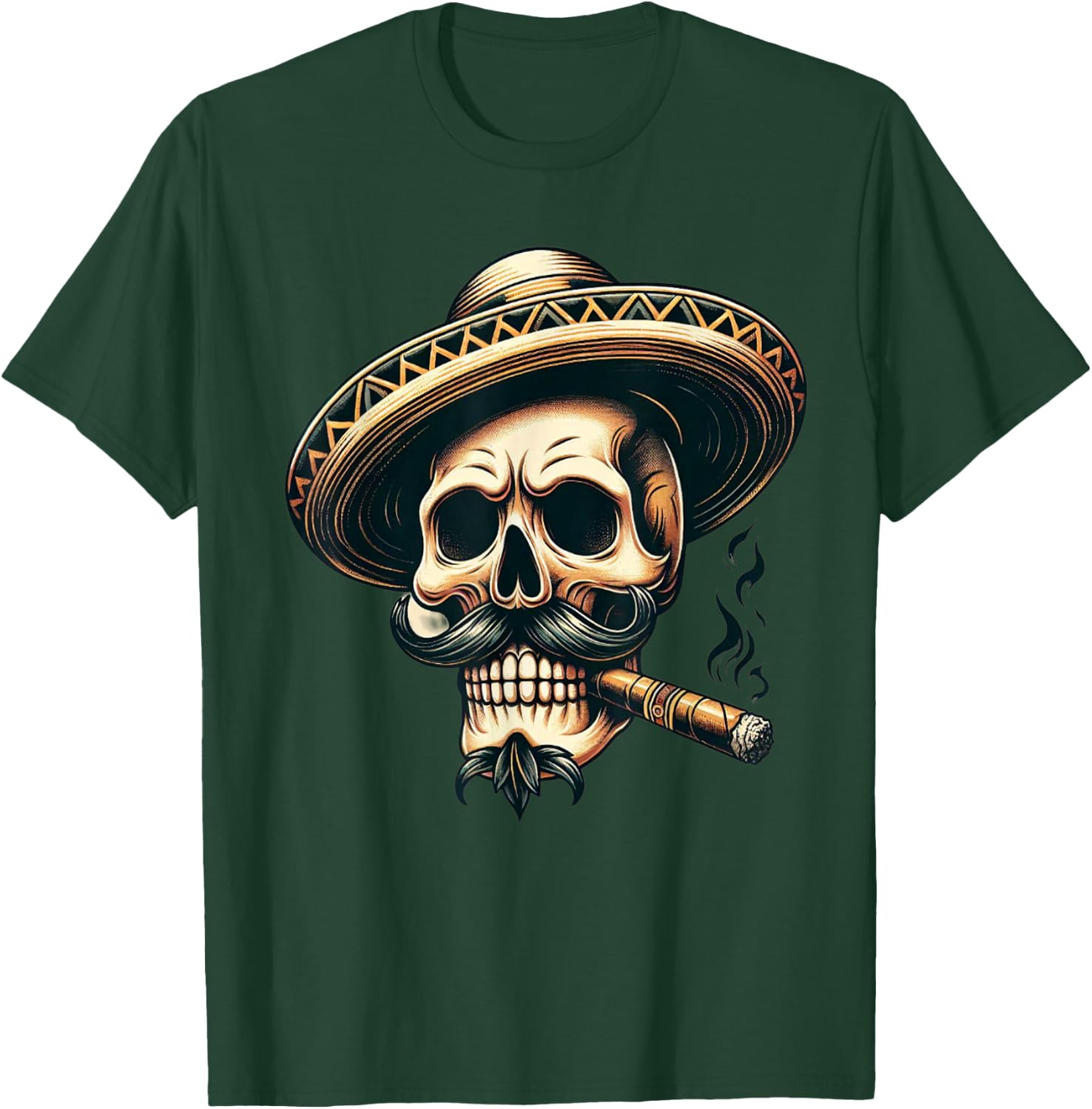 Skull Cigar Skull Skeleton Smoking Smoke Flamenco T-Shirt - T-Shirt | Forest