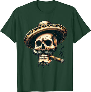 Skull Cigar Skull Skeleton Smoking Smoke Flamenco T-Shirt - T-Shirt | Forest
