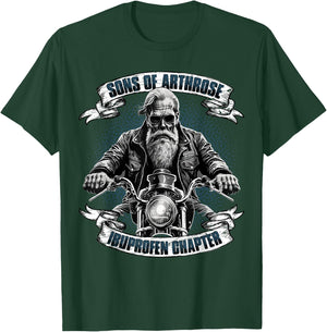 Lustiger Biker Spruch für den alten Mann - Sons of Arthrosis - Ibuprofen Chapter Biker Motorcyclist for Older Men, Black, S T-Shirt - T-Shirt | Forest