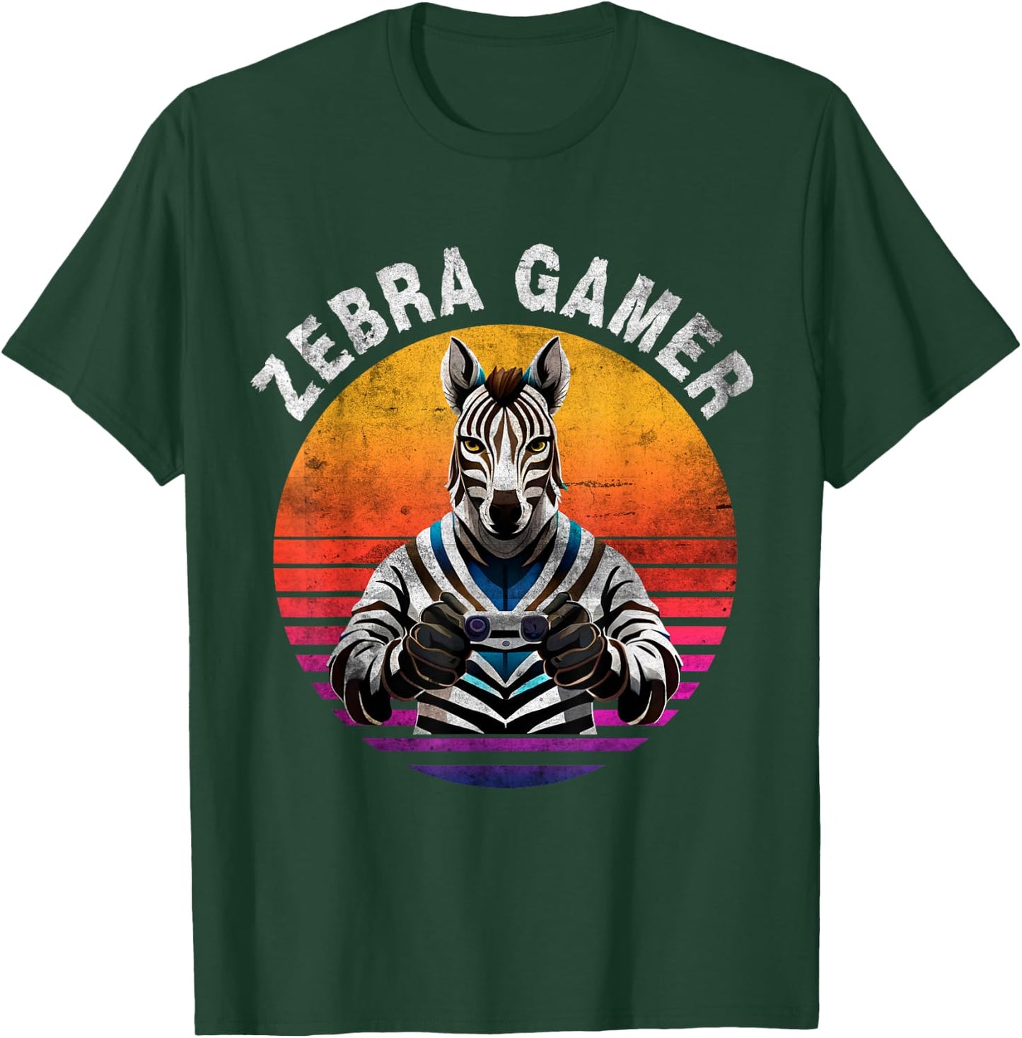 Zebra Gamer Graphic Design For Gamer Kids T-Shirt - T-Shirt | Forest