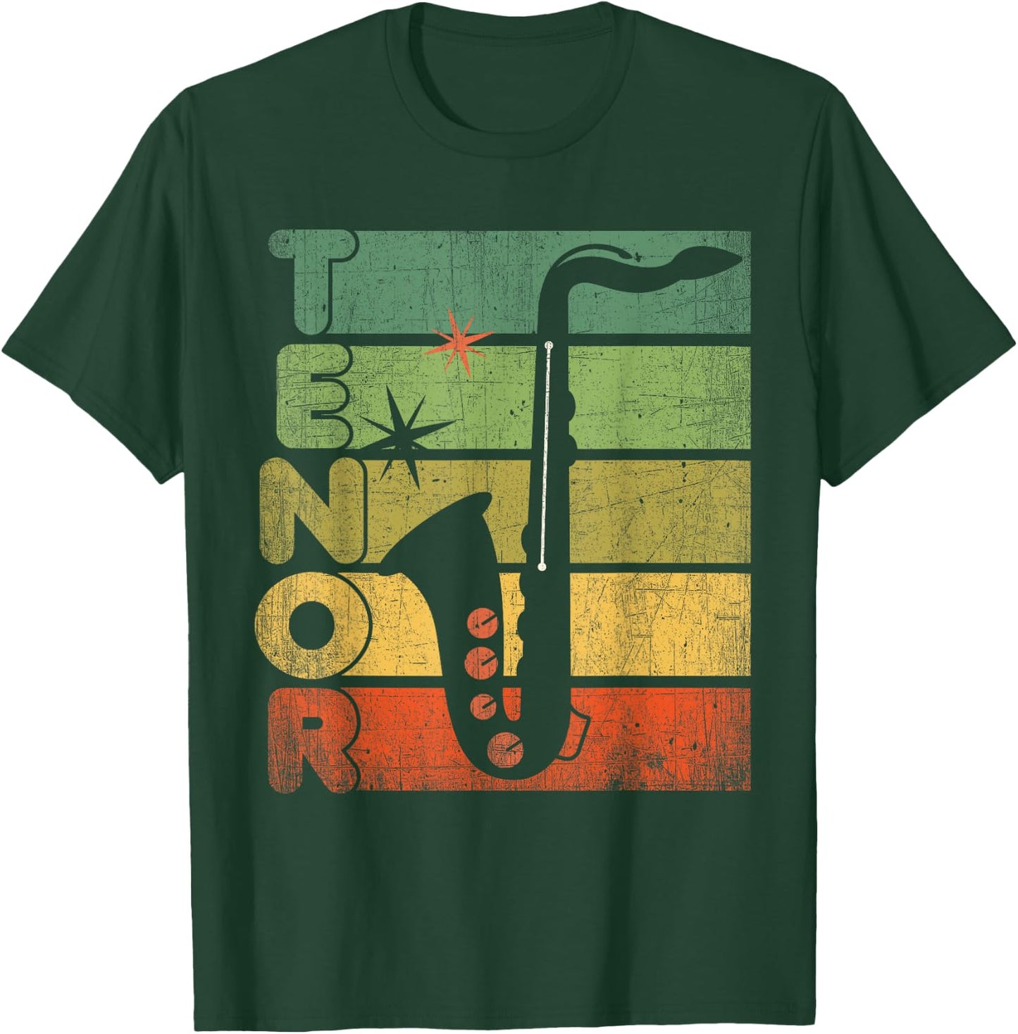 Retro 70s Tenor Saxophone Cool Vintage Sax Musician gifts T-Shirt - T-Shirt | Forest