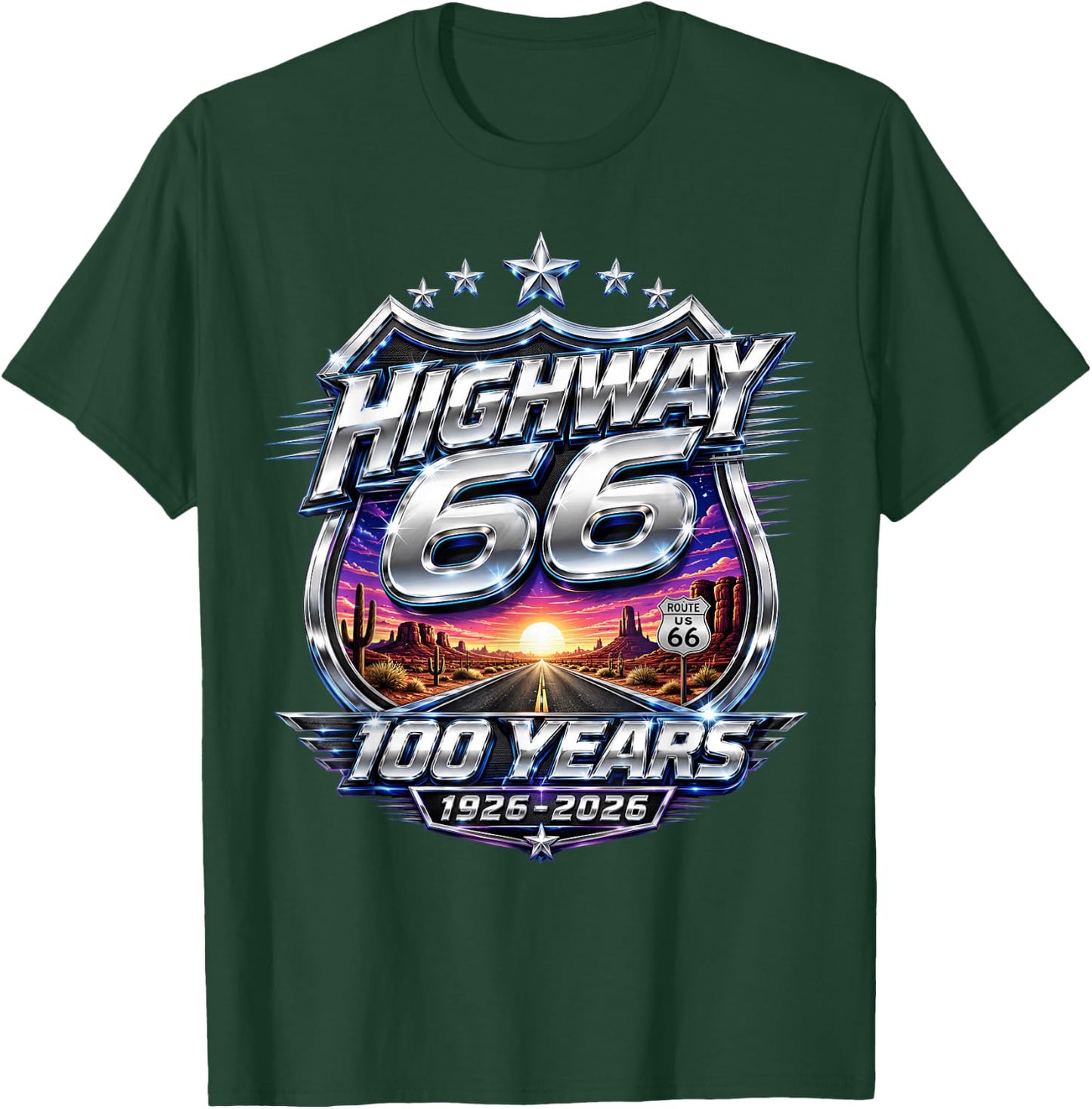Vintage Highway 66 100 Year Centennial Anniversary Souvenir T-Shirt - T-Shirt | Forest
