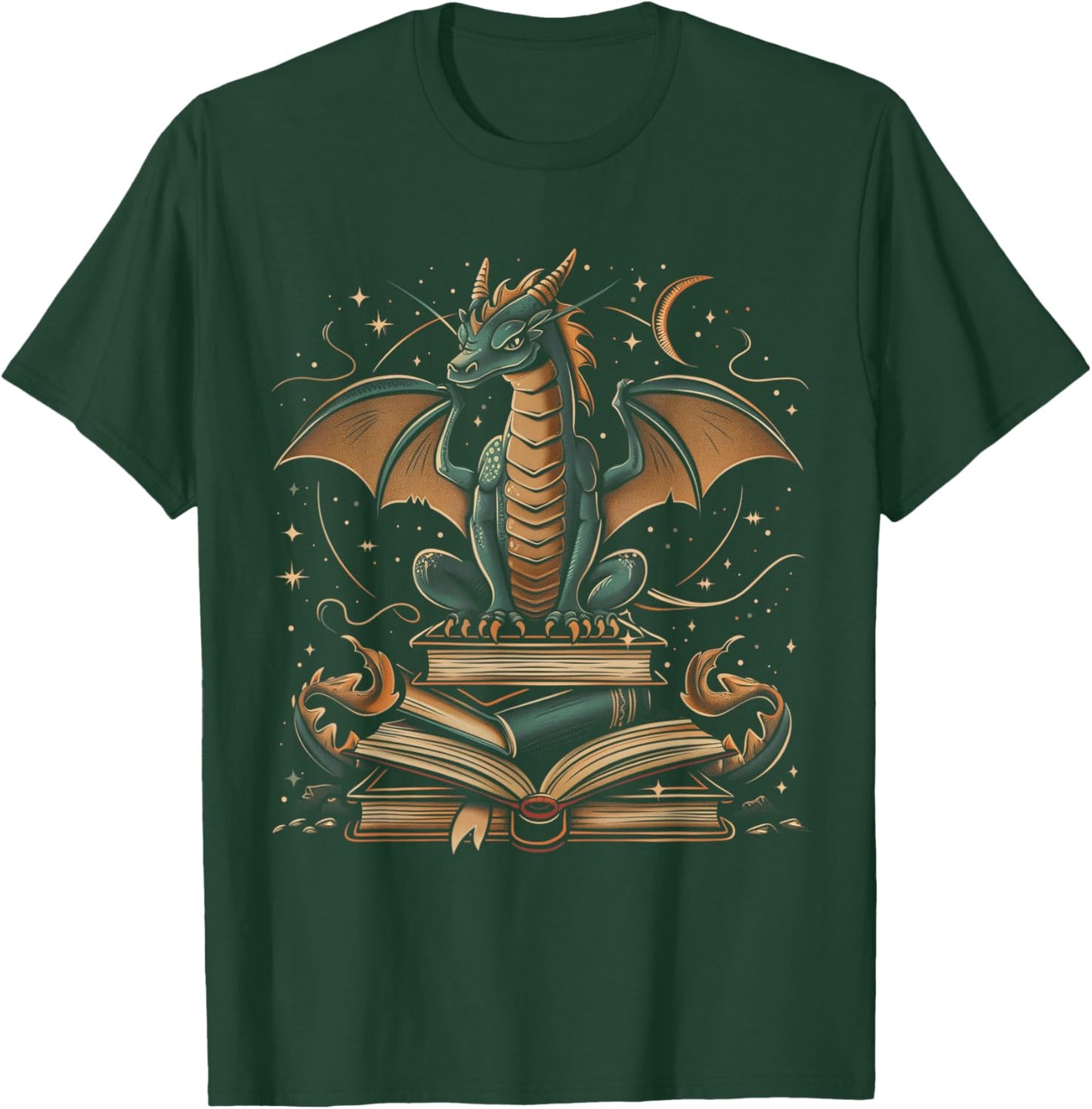 Dragon Fantasy Book Lover Book Nerd T-Shirt - T-Shirt | Forest