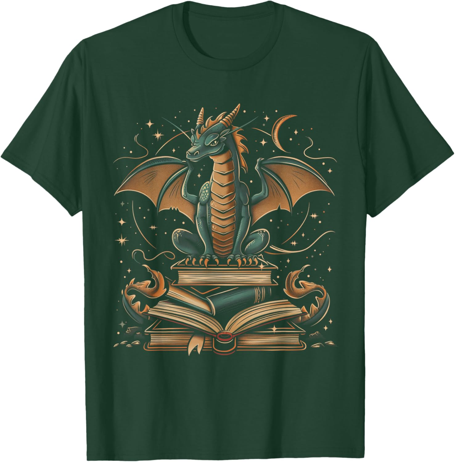 Dragon Fantasy Book Lover Book Nerd T-Shirt - T-Shirt | Forest
