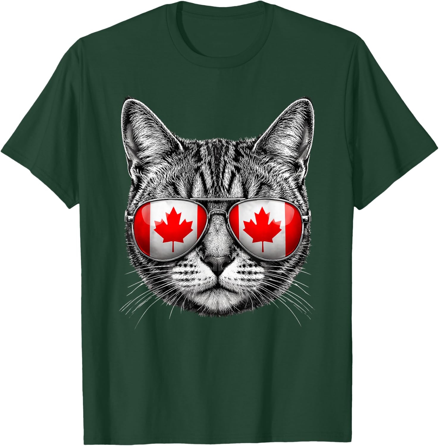 Canadian Cat Canada Flag Maple Leaf Pride Roots T-Shirt - T-Shirt | Forest