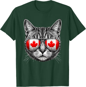 Canadian Cat Canada Flag Maple Leaf Pride Roots T-Shirt - T-Shirt | Forest