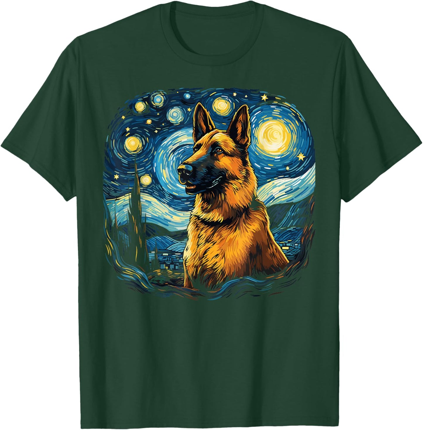 Van Gogh Dog German Shepherd T-Shirt - T-Shirt | Forest