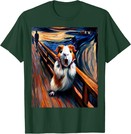 Expressionist Scream Parody Funny Painting Art Guinea Pig T-Shirt - T-Shirt | Forest