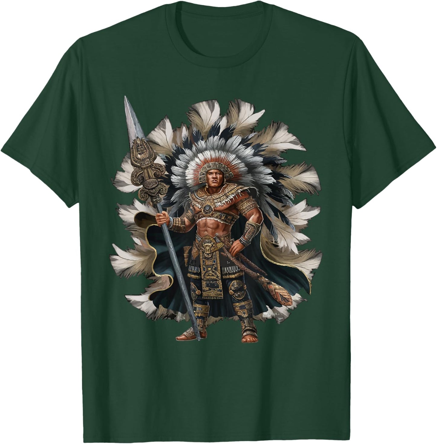 Aztec Warrior Mayan Indigenous Mexican Aztec Jaguar T-Shirt - T-Shirt | Forest