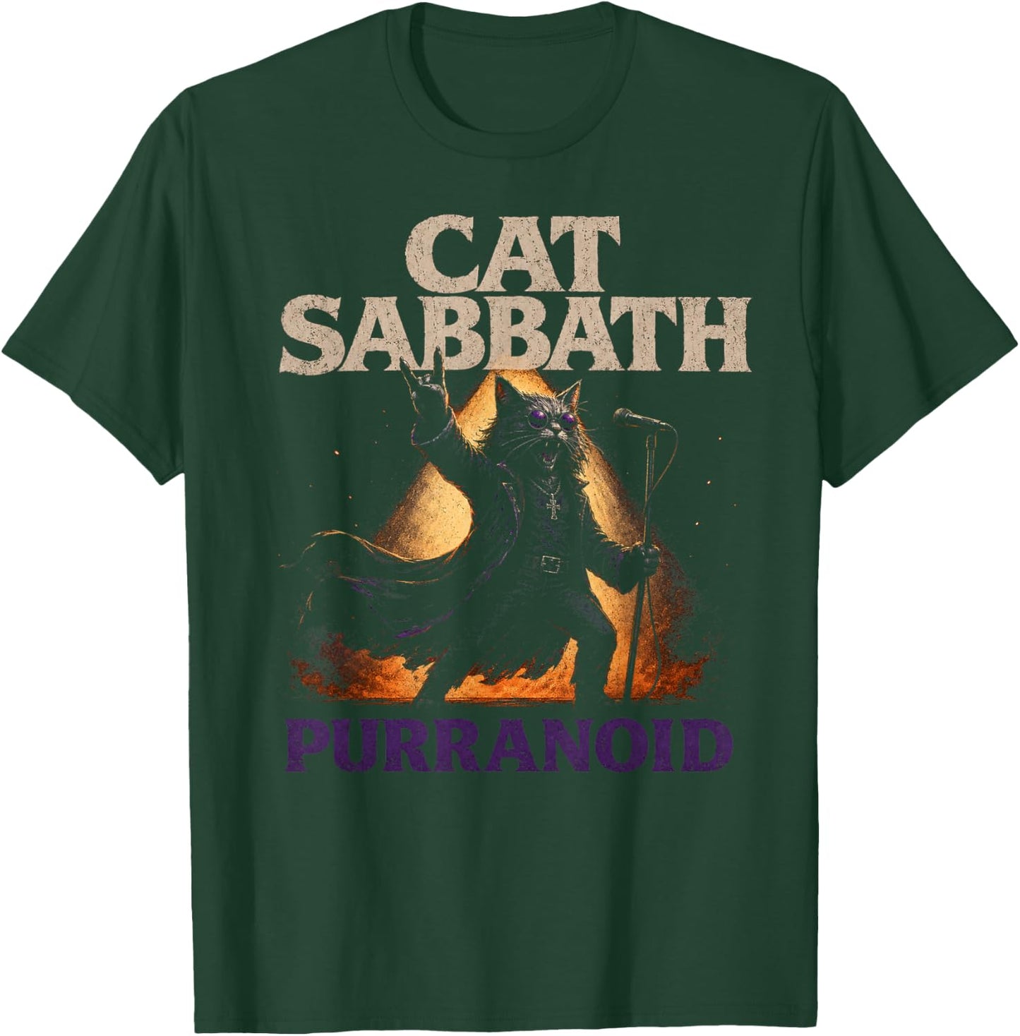 Cat Sabbath Purranoid – Funny Rock Cat T-Shirt - T-Shirt | Forest