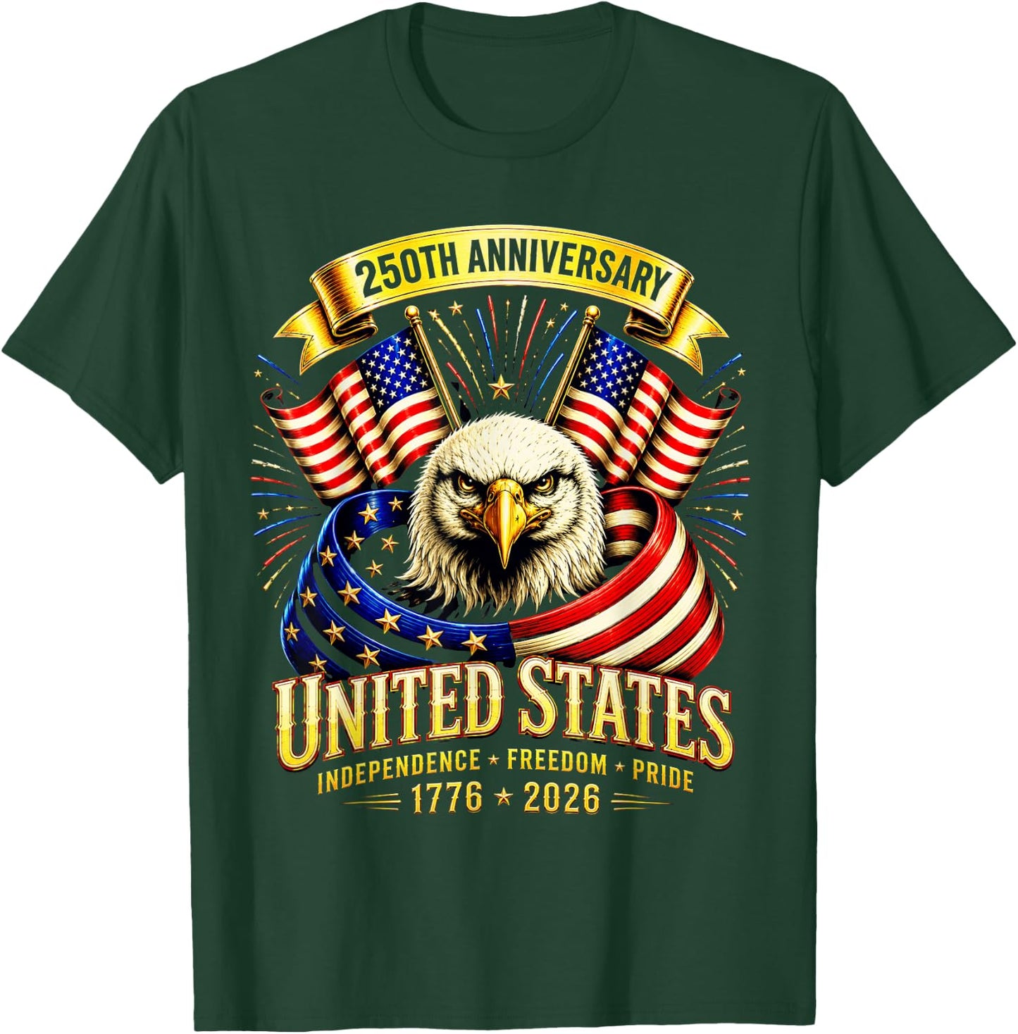 250 Anniversary USA 4th of July Patriotic 250 Years American T-Shirt - T-Shirt | Forest