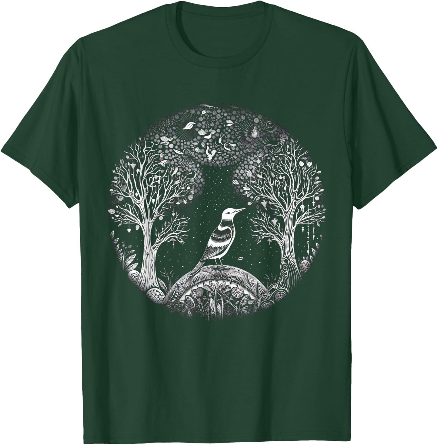 Vogel Baum Kunst Tier Motiv Vogel T-Shirt - T-Shirt | Forest