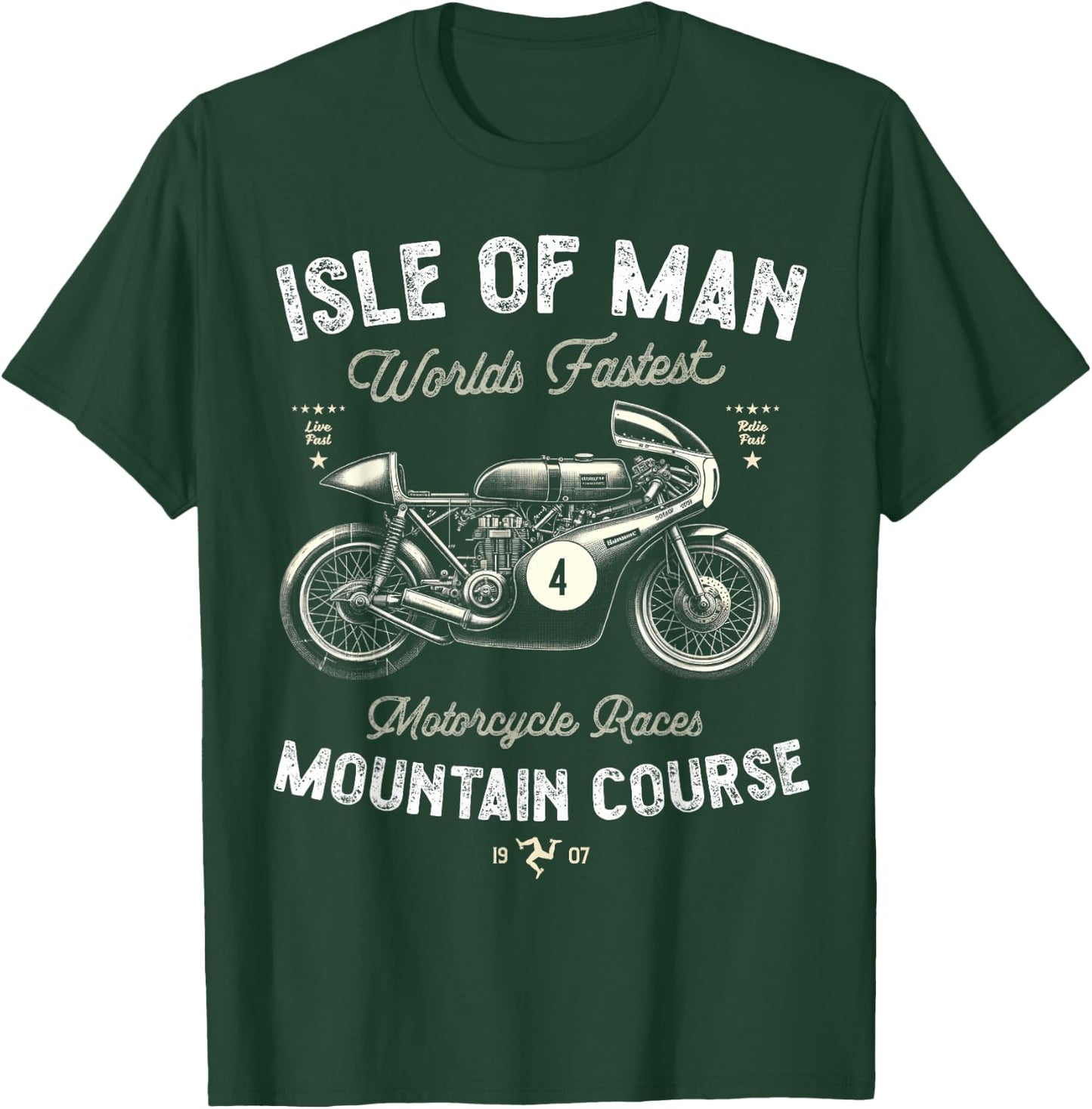 Retro Isle of Man TT Races Vintage Motorcycle Race T-Shirt - T-Shirt | Forest