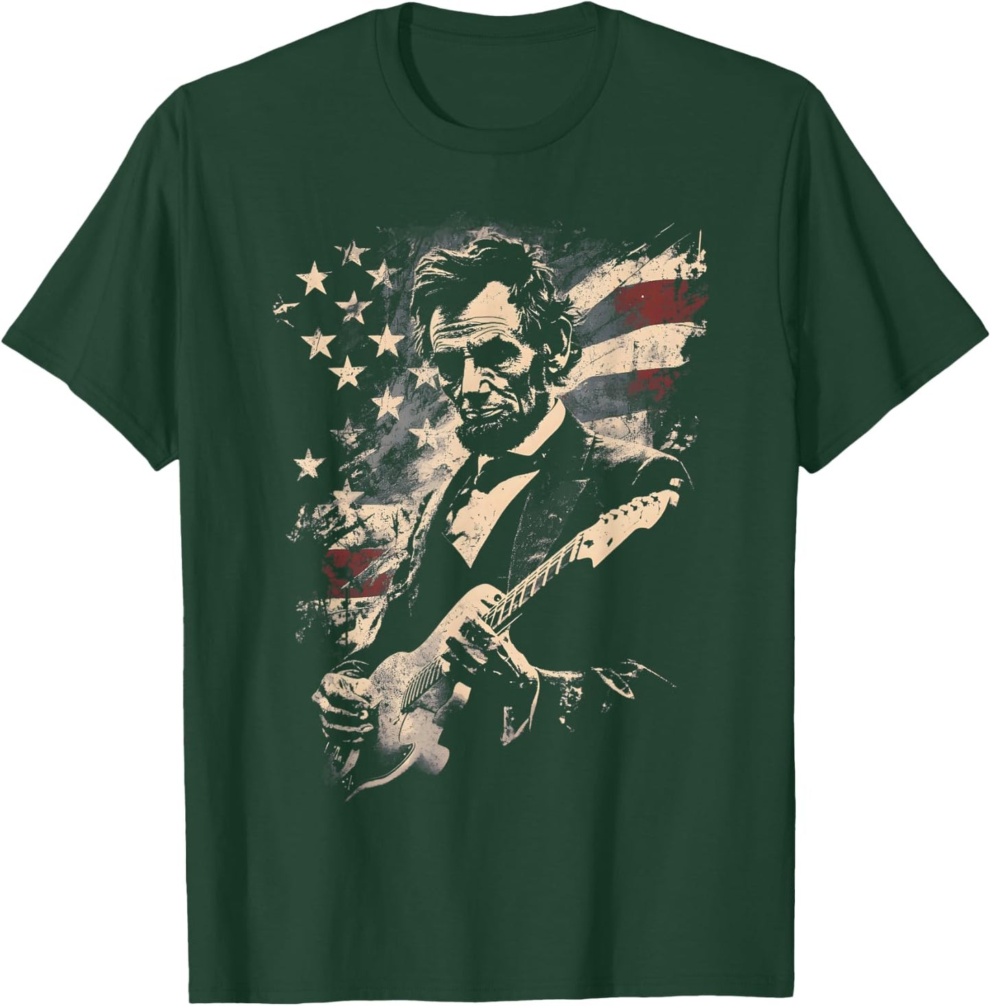 Abraham Lincoln Playing Guitar 4th July 250th Anniversary T-Shirt - T-Shirt | Forest