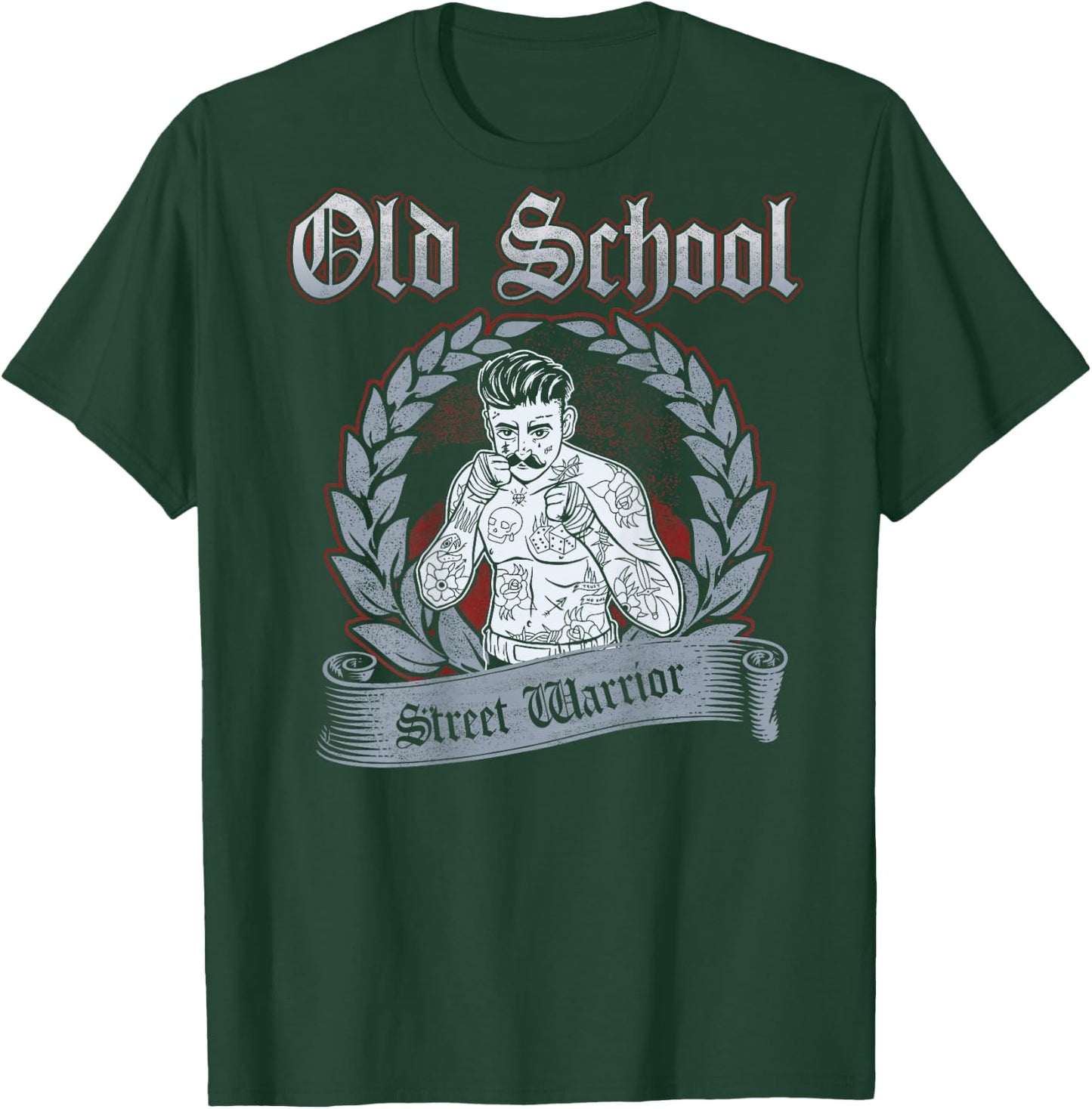 Hooligan Ultras "Old School Street Warrior" Boxerback Print , black T-Shirt - T-Shirt | Forest