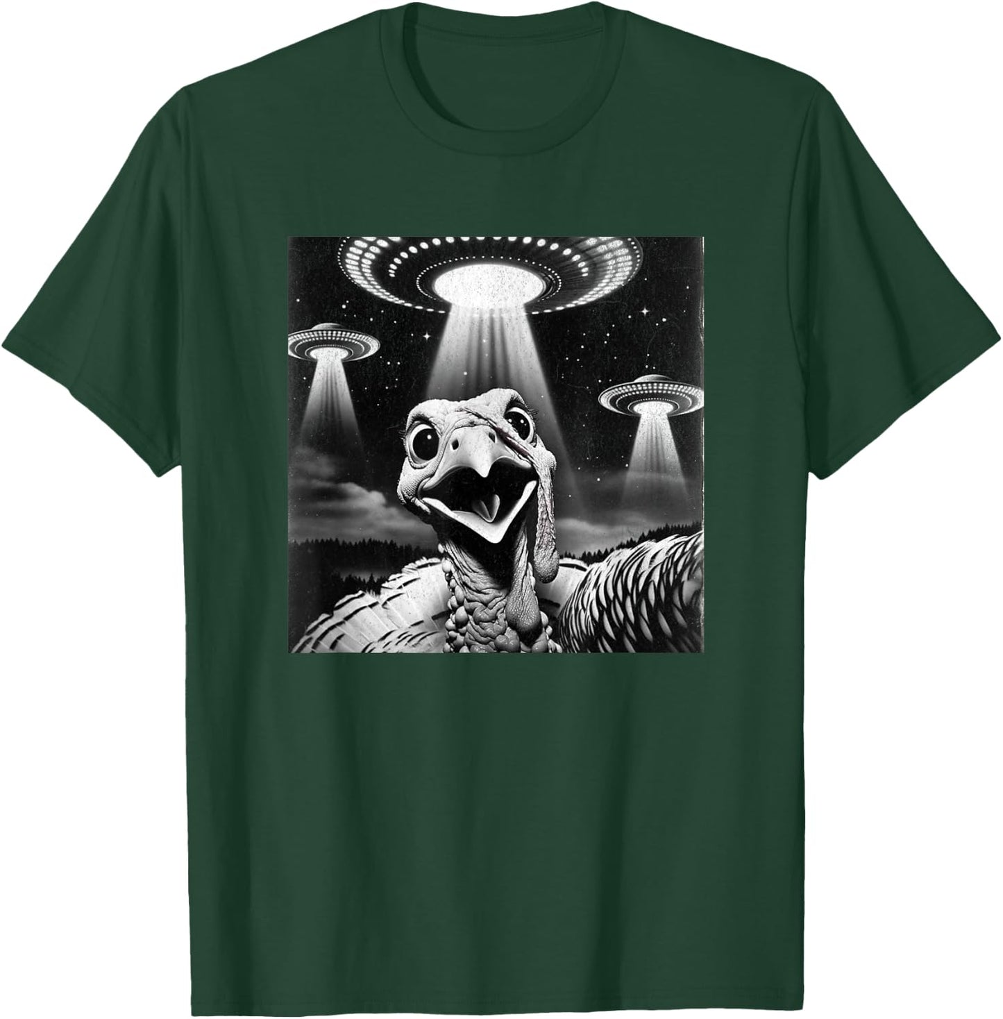 Invasion Funny Thanksgiving Meme Alien Turkey UFO Selfie T-Shirt - T-Shirt | Forest