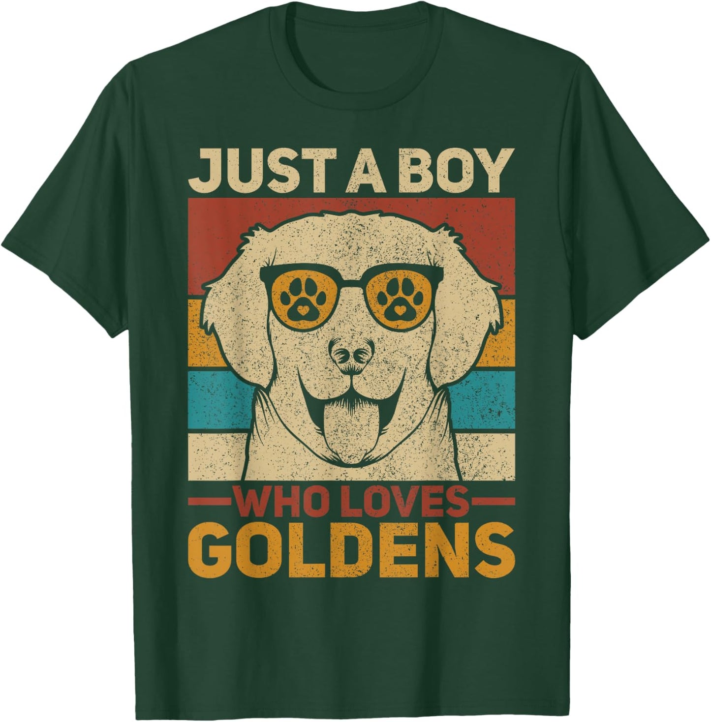 Just A Boy Who Loves Goldens Dog Lover Pet Golden Retriever T-Shirt - T-Shirt | Forest