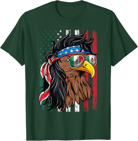 Mexican American Shirt Mexico USA Flag July 4th Mexican T-Shirt - T-Shirt | Forest