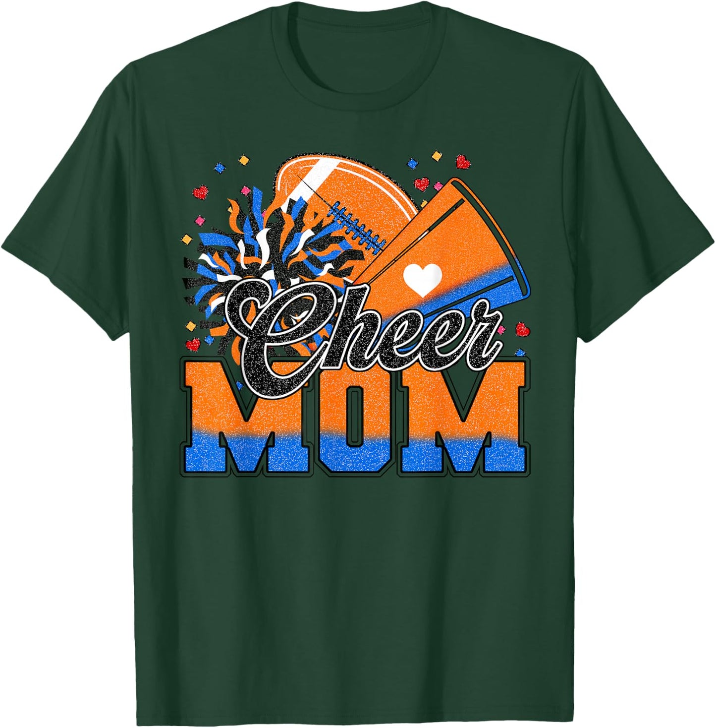Orange And Blue Football Cheer Mom Men Cheerleader T-Shirt - T-Shirt | Forest