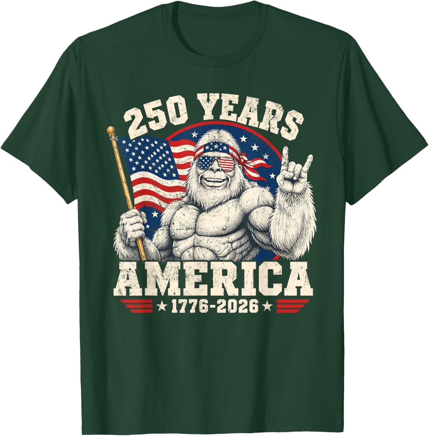 250 Years American Anniversary Bigfoot USA 250th Birthday T-Shirt - T-Shirt | Forest