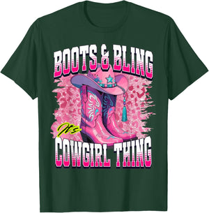 Boots and Bling It's A Cowgirl Thing Western Rodeo Cowgirls T-Shirt - T-Shirt | Forest