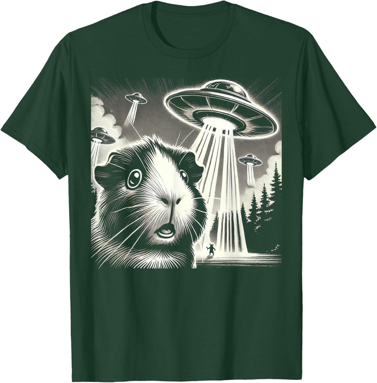 Guinea pig UFO Funny Meme Selfie T-Shirt - T-Shirt | Forest