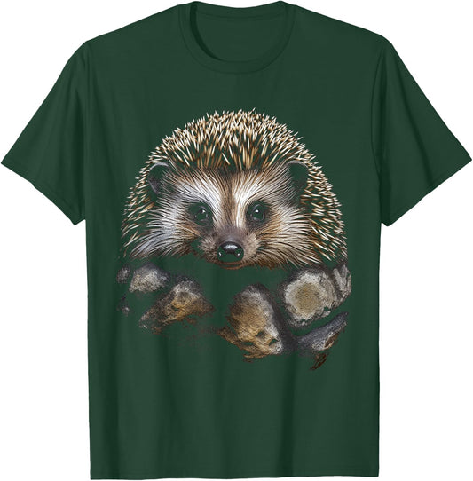 Hedgehog Animal Graphic Art Hedgehog , black T-Shirt - T-Shirt | Forest